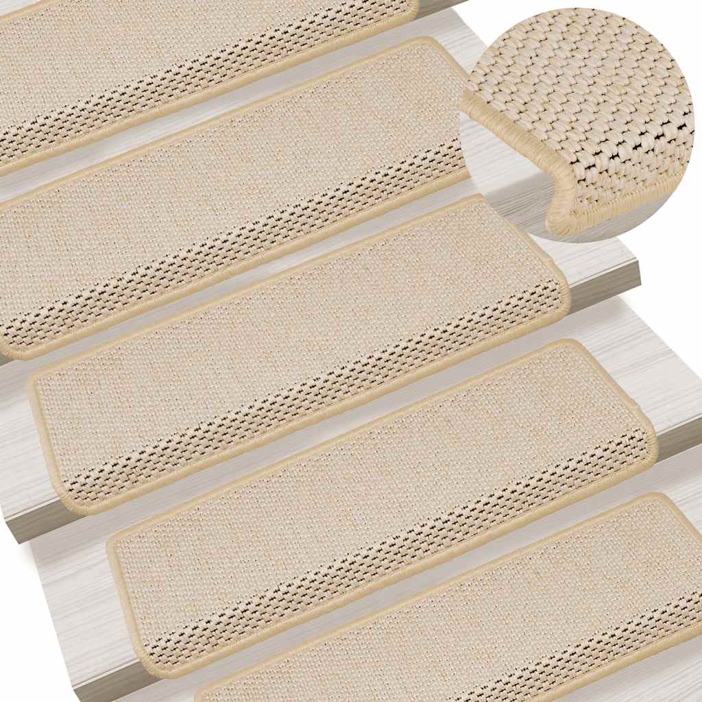 Treppenmatten Selbstklebend Sisal-Optik 15 Stk. 65x21x4cm Berber