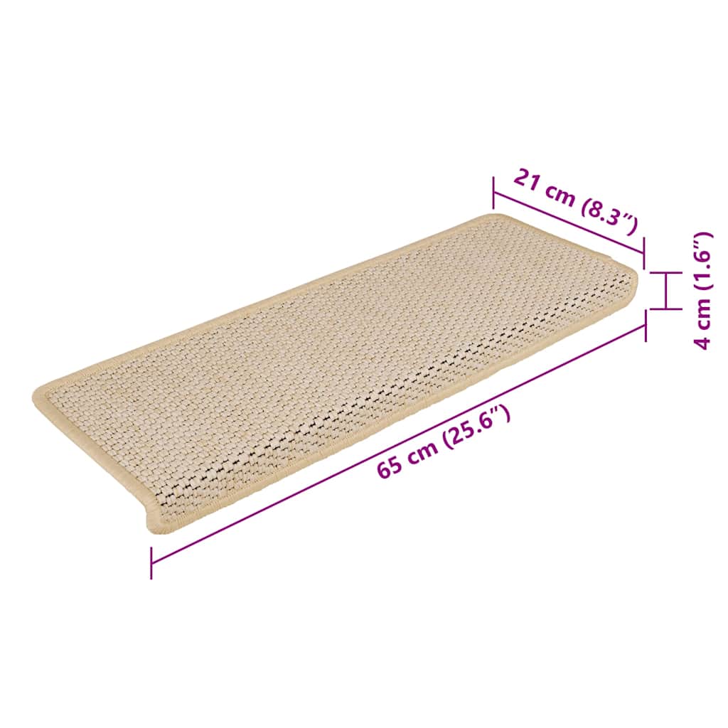 Stufenmatten Selbstklebend Sisal-Optik 15 Stk. 65x21x4cm Berber