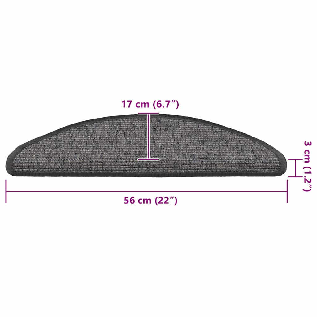 Stufenmatten 15 Stk. 56x17x3 cm Beige und Grau Halbrund