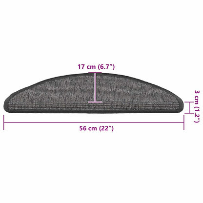 Stufenmatten 15 Stk. 56x17x3 cm Beige und Grau Halbrund