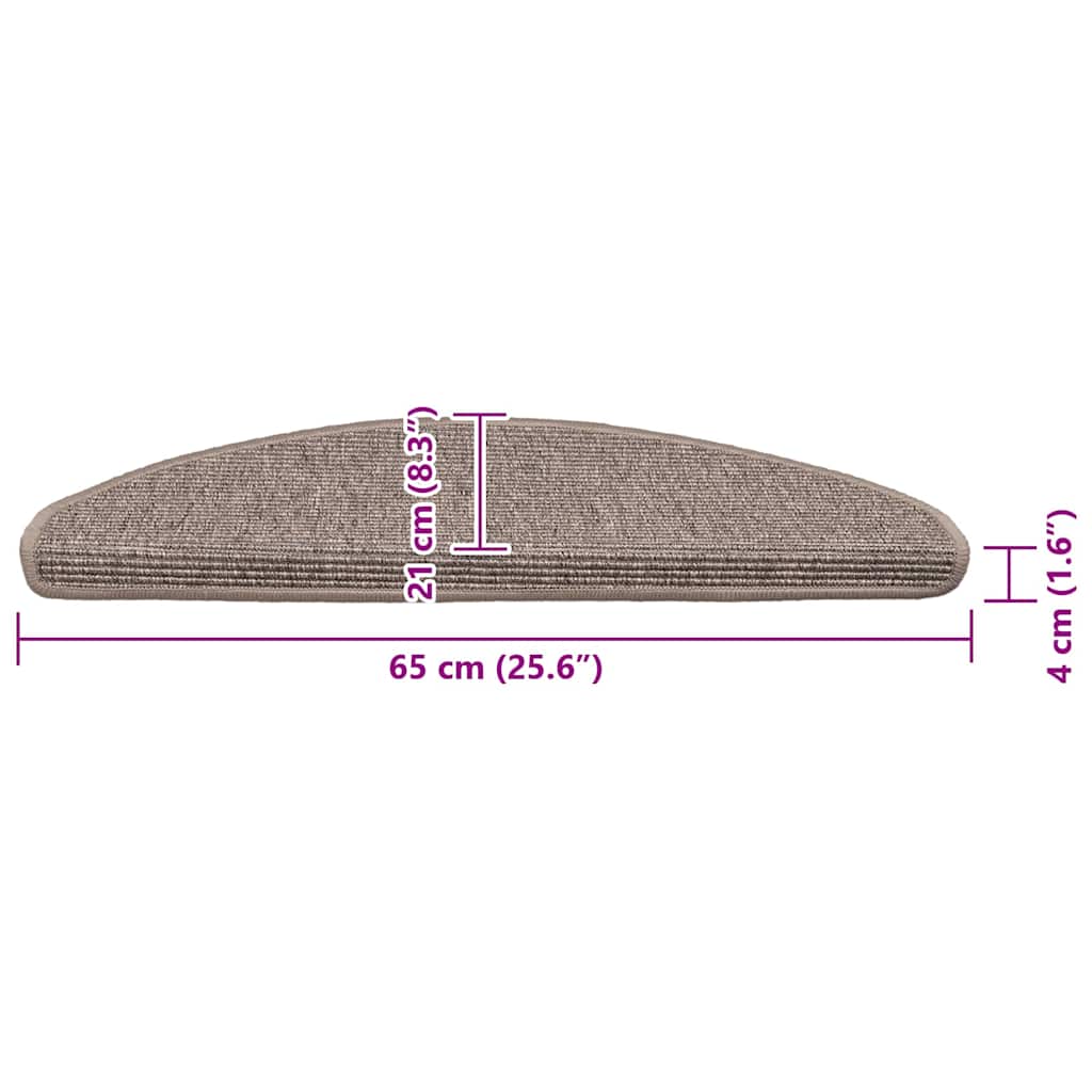 Stufenmatten 15 Stk. 65x21x4 cm Dunkelbeige Halbrund Groß
