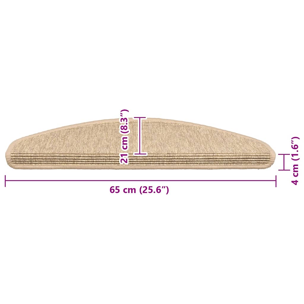 Stufenmatten 15 Stk. 65x21x4 cm Hellbeige Halbrund Groß