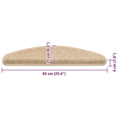 Stufenmatten 15 Stk. 65x21x4 cm Hellbeige Halbrund Groß