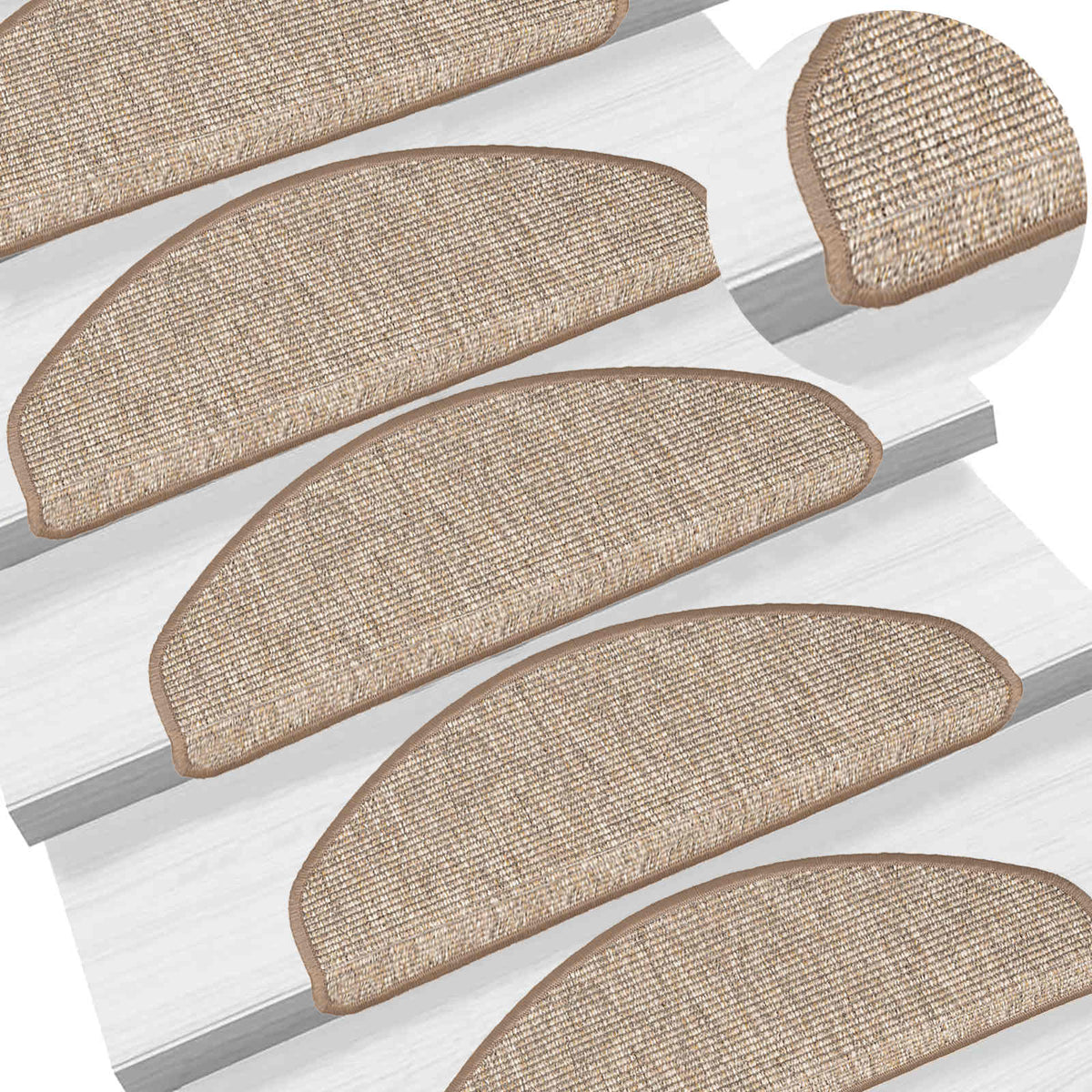 Stufenmatten 15 Stk. 65x21x4 cm Hellbraun Halbrund Groß