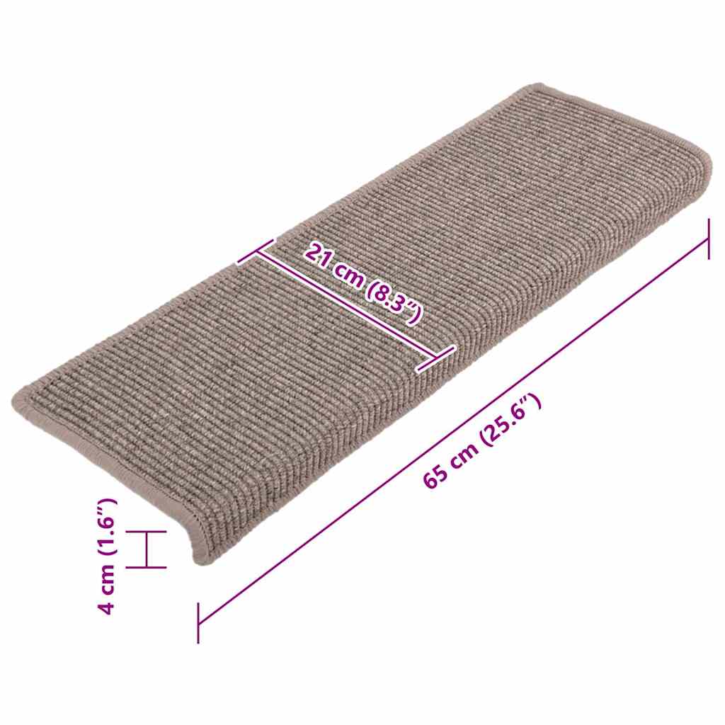Stufenmatten 15 Stk. 65x21x4 cm Dunkelbeige Rechteckiger Rand