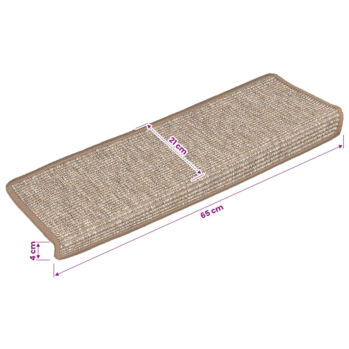 Stufenmatten 15 Stk. 65x21x4 cm Hellbraun Rechteckiger Rand