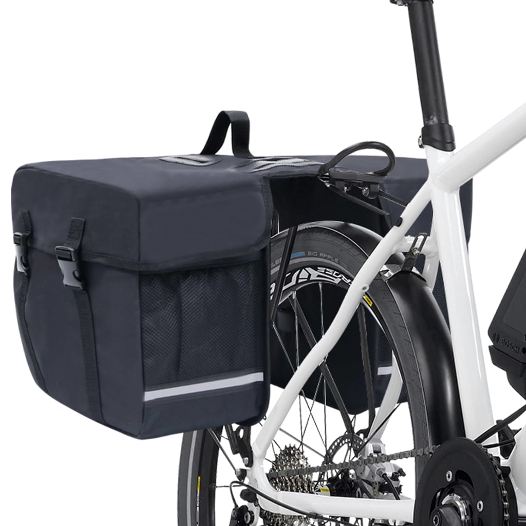 Sacoche de vélo double pour porte-bagages étanche 35 L noir