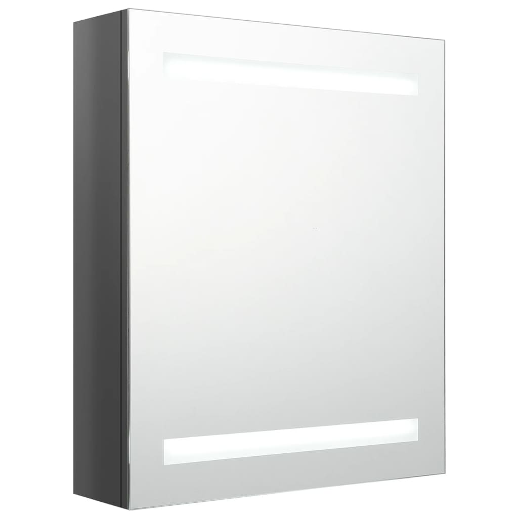 LED mirror cabinet for the bathroom, glossy grey, 50 x 14 x 60 cm