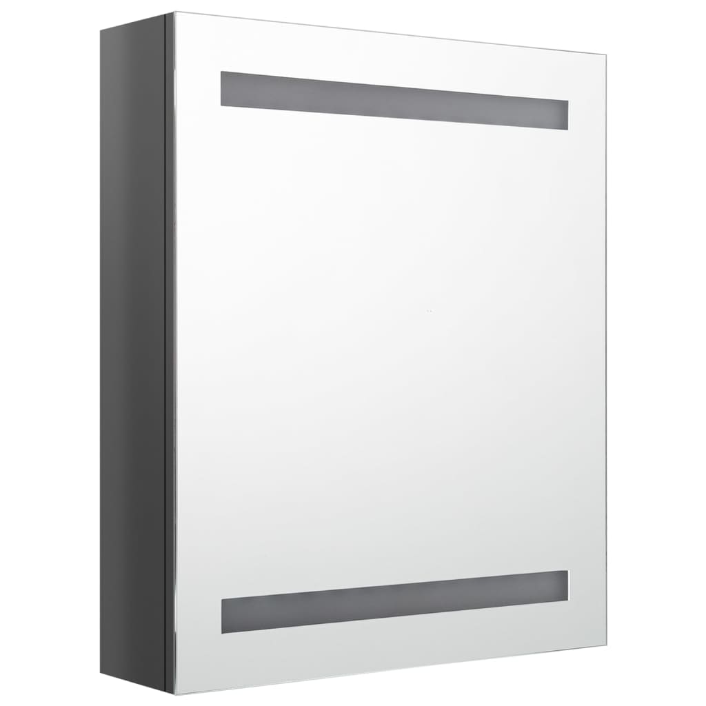 LED mirror cabinet for the bathroom, glossy grey, 50 x 14 x 60 cm