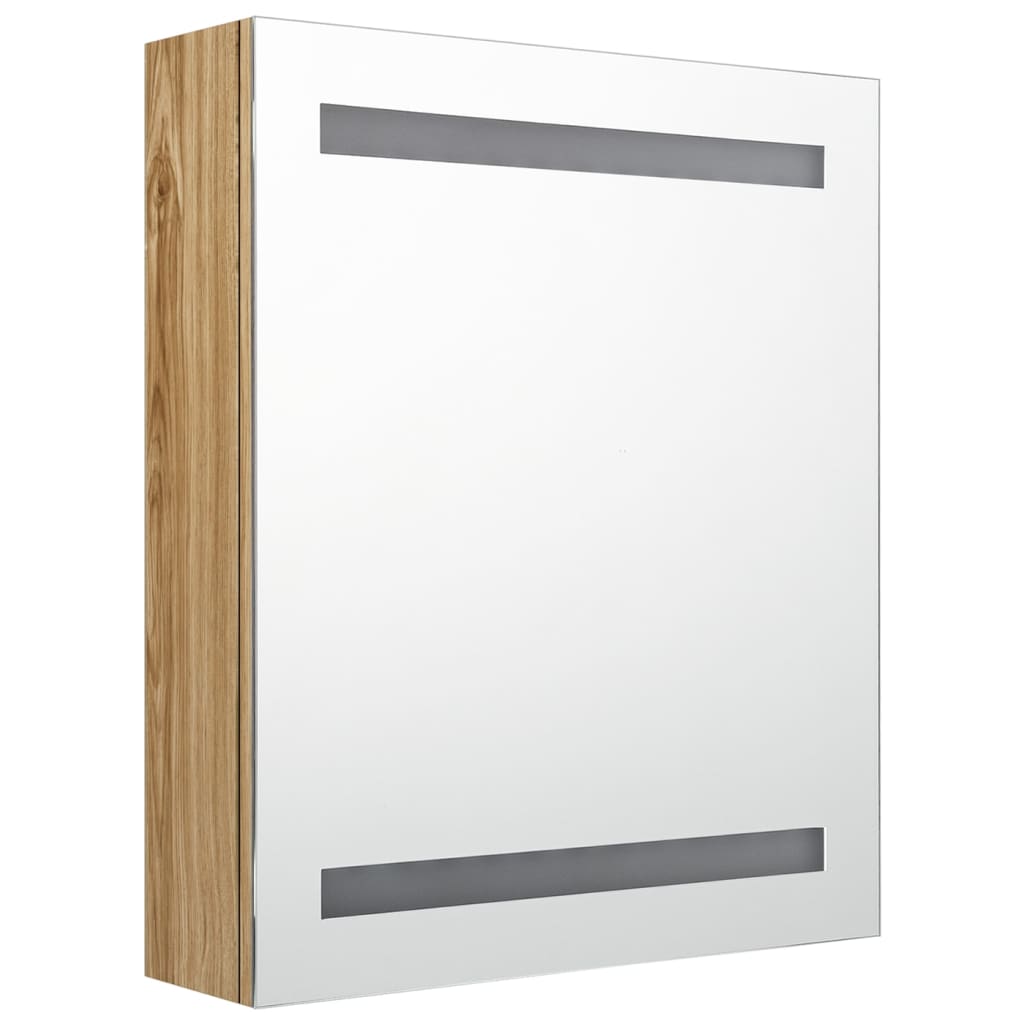 LED-Bad-Spiegelschrank Eichen-Optik 50x14x60 cm