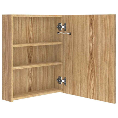 LED-Bad-Spiegelschrank Eichen-Optik 50x14x60 cm