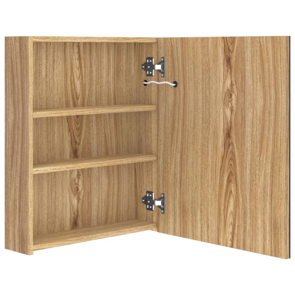 LED-Bad-Spiegelschrank Eichen-Optik 50x14x60 cm