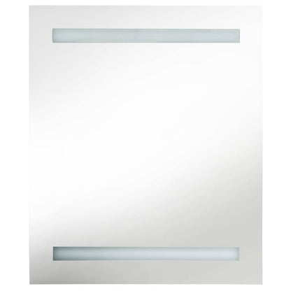 LED-Bad-Spiegelschrank Weiß und Eichen-Optik 50x14x60 cm