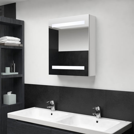 Armoire de toilette à LED blanc brillant 50x14x60 cm