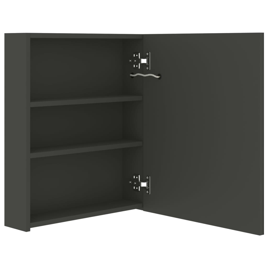 Armoire de toilette à LED anthracite 50x14x60 cm