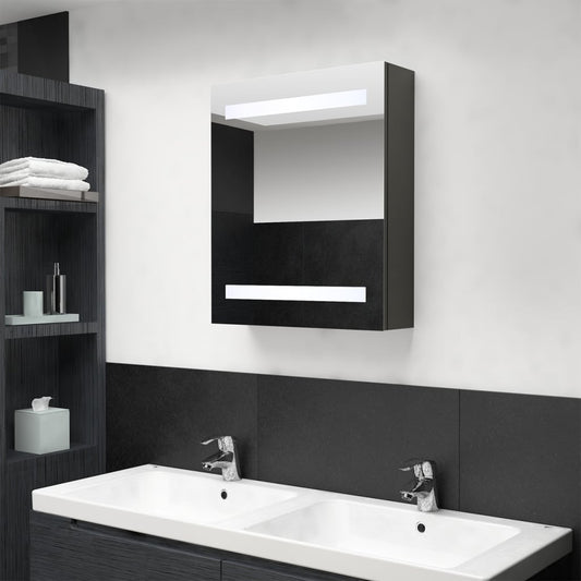 Armoire de toilette à LED anthracite 50x14x60 cm