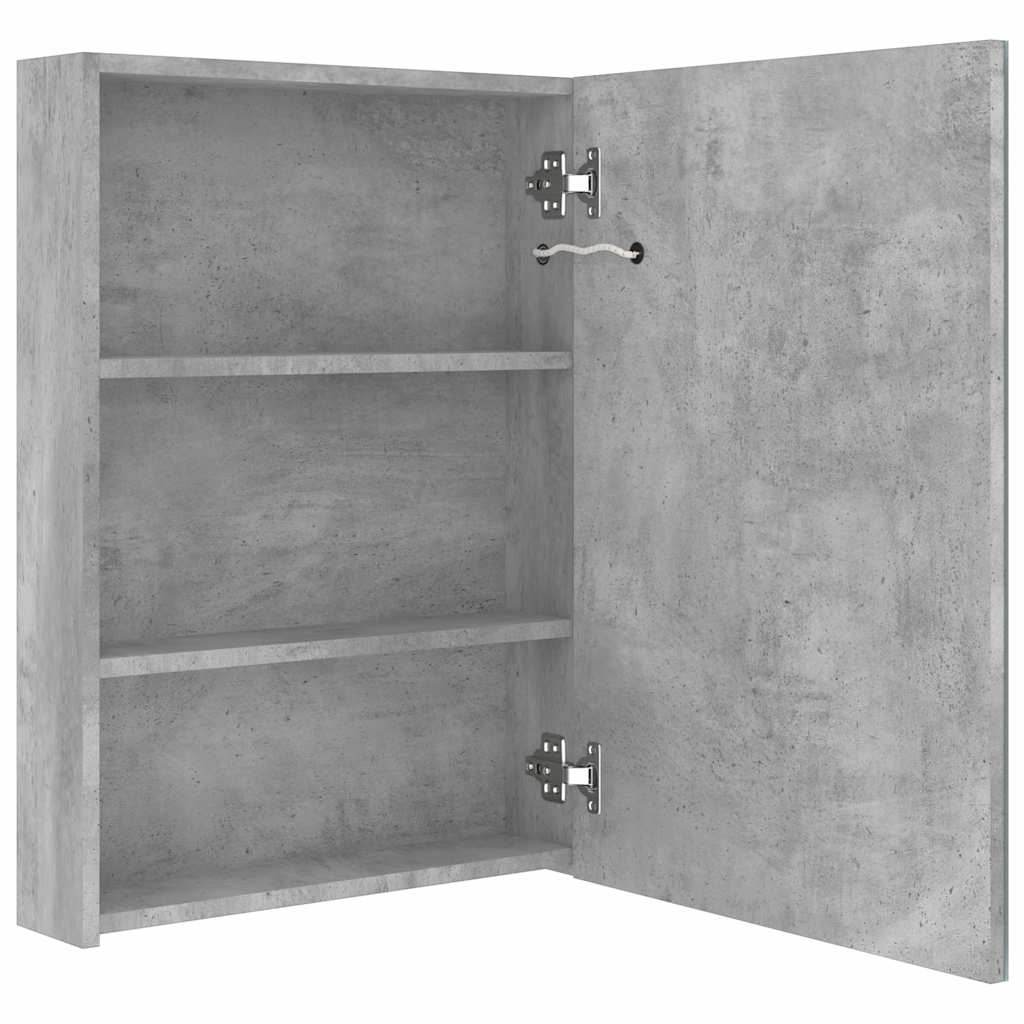 LED-Bad-Spiegelschrank Betongrau 50x13x70 cm