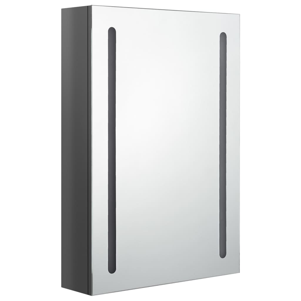Armoire de toilette à LED gris brillant 50x13x70 cm