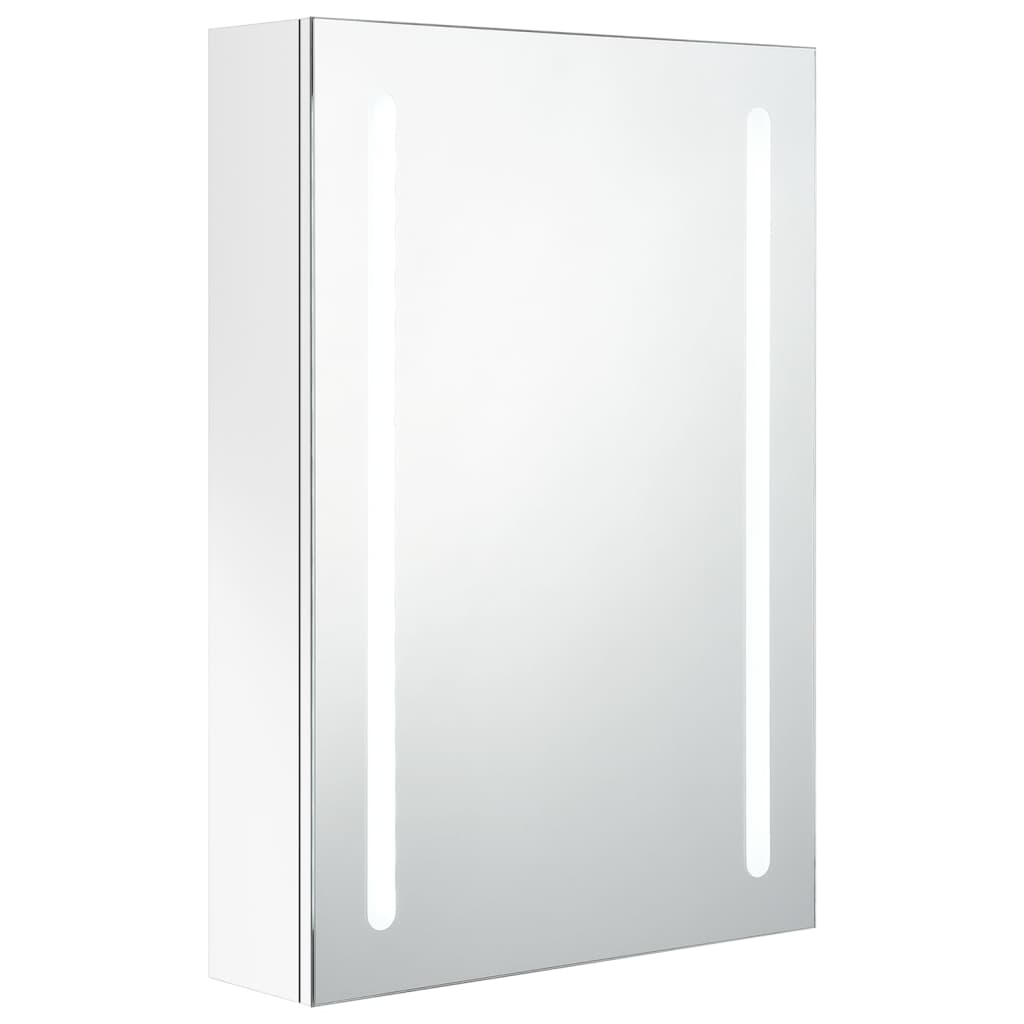 LED mirror cabinet for the bathroom, glossy white, 50 x 13 x 70 cm