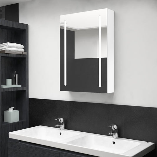 LED mirror cabinet for the bathroom, glossy white, 50 x 13 x 70 cm