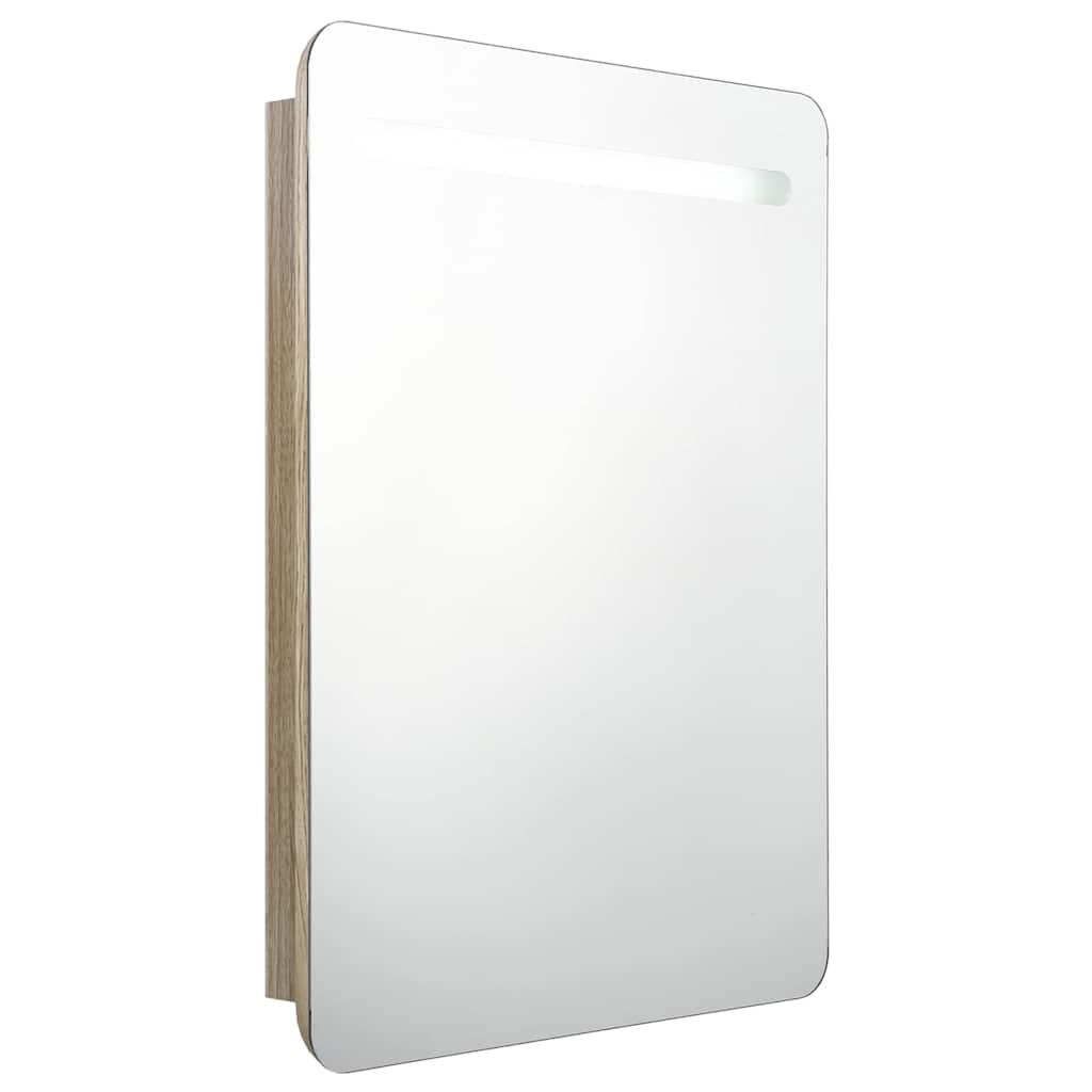 LED-Bad-Spiegelschrank Eichen-Optik 60x11x80 cm