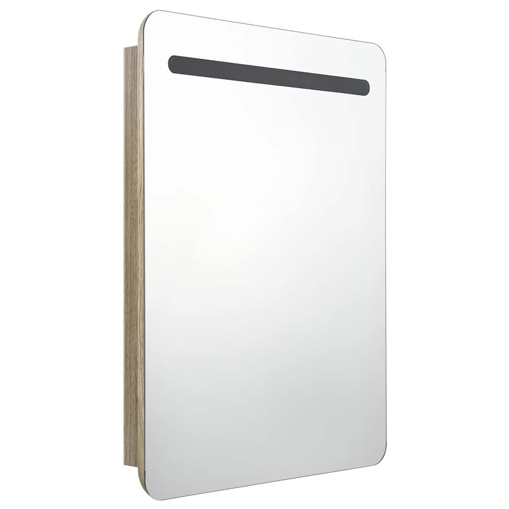 LED-Bad-Spiegelschrank Eichen-Optik 60x11x80 cm