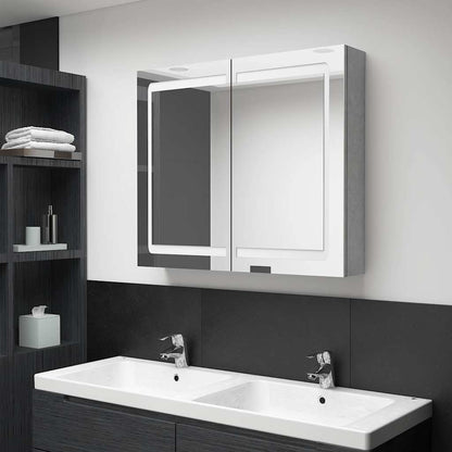 LED-Spiegelschrank fürs Bad Betongrau 80x12x68 cm