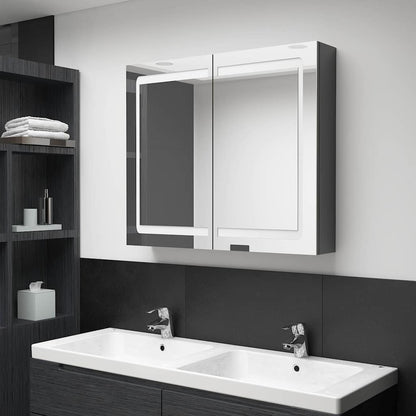 Badezimmerspiegelschrank Hochglanz-Grau 80 x 12 x 68 cm