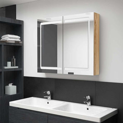 Badezimmerspiegelschrank Eiche 80 x 12 x 68 cm Holzwerkstoff
