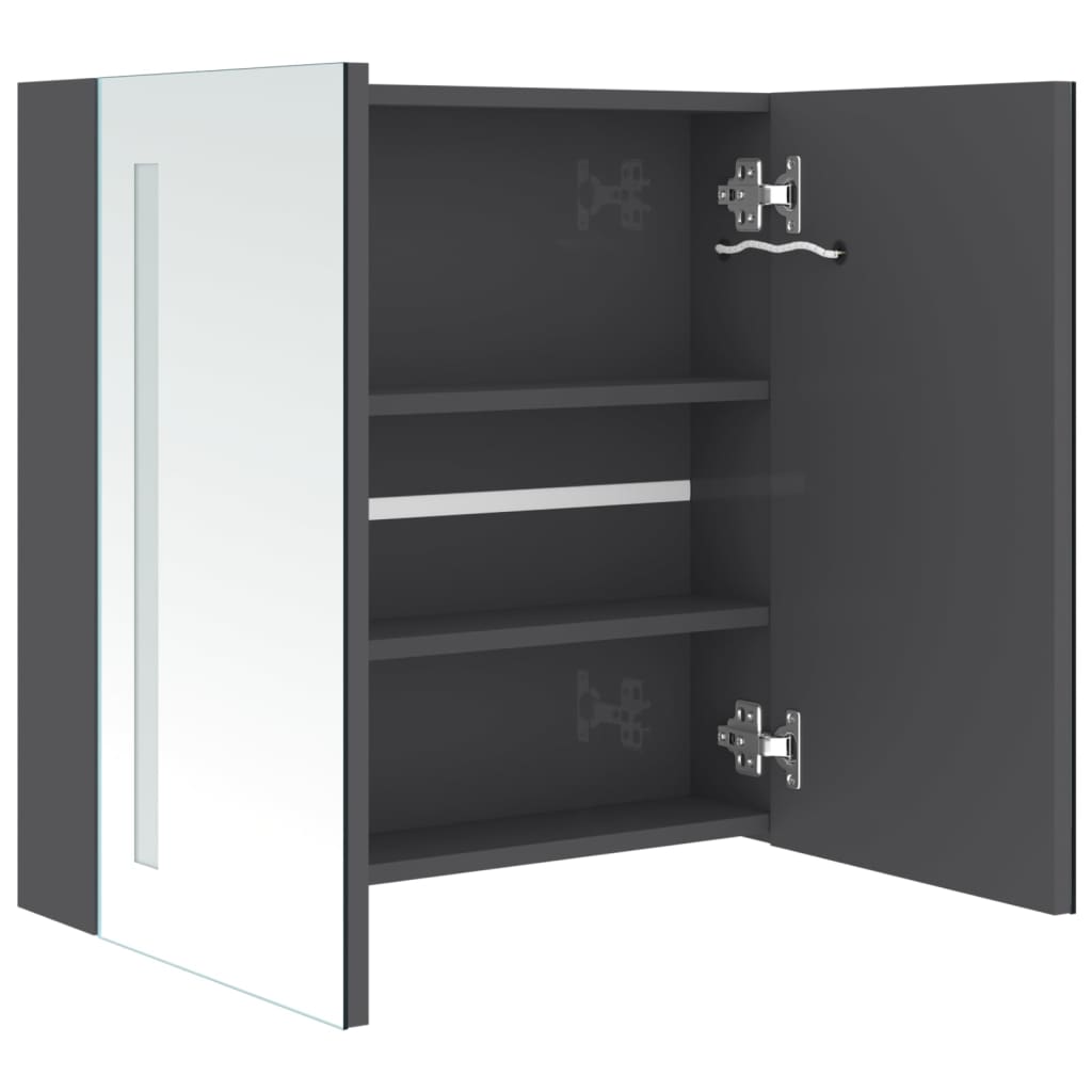 LED-Spiegelschrank fürs Bad Glänzend Grau 62x14x60 cm