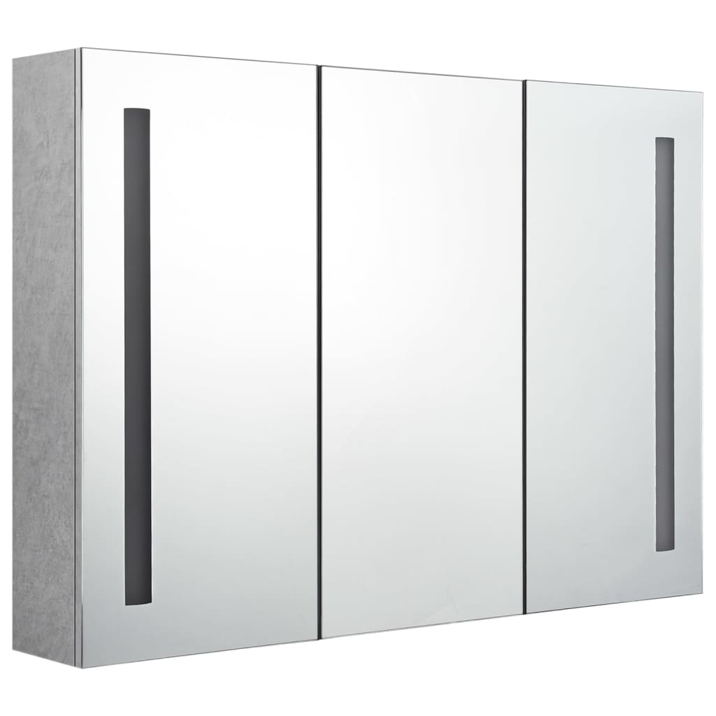 LED mirror cabinet for the bathroom, concrete grey, 89 x 14 x 62 cm