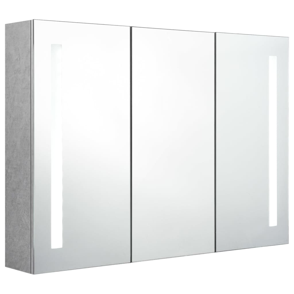 LED mirror cabinet for the bathroom, concrete grey, 89 x 14 x 62 cm