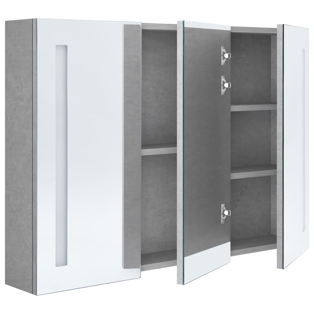LED mirror cabinet for the bathroom, concrete grey, 89 x 14 x 62 cm
