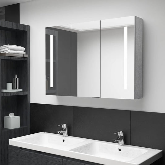LED mirror cabinet for the bathroom, concrete grey, 89 x 14 x 62 cm