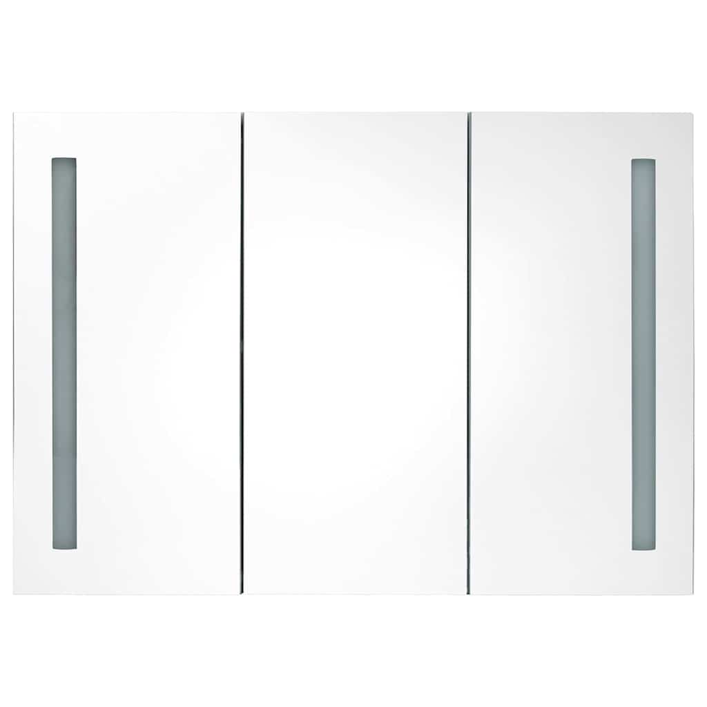 LED-Bad-Spiegelschrank 89x14x62 cm Weiß und Eichen-Optik