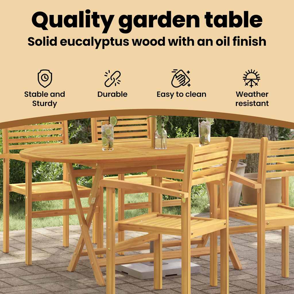 Klappbarer Gartentisch 160x85x75 cm Massivholz Eukalyptus