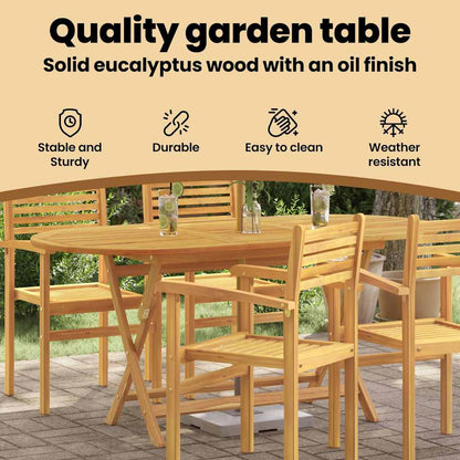 Klappbarer Gartentisch 160x85x75 cm Massivholz Eukalyptus