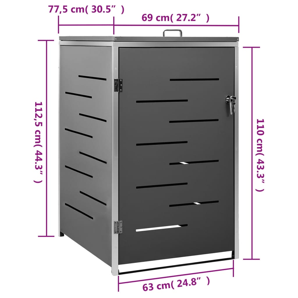 Mülltonnenbox für 1 Tonne 69x77,5x112,5 cm Edelstahl