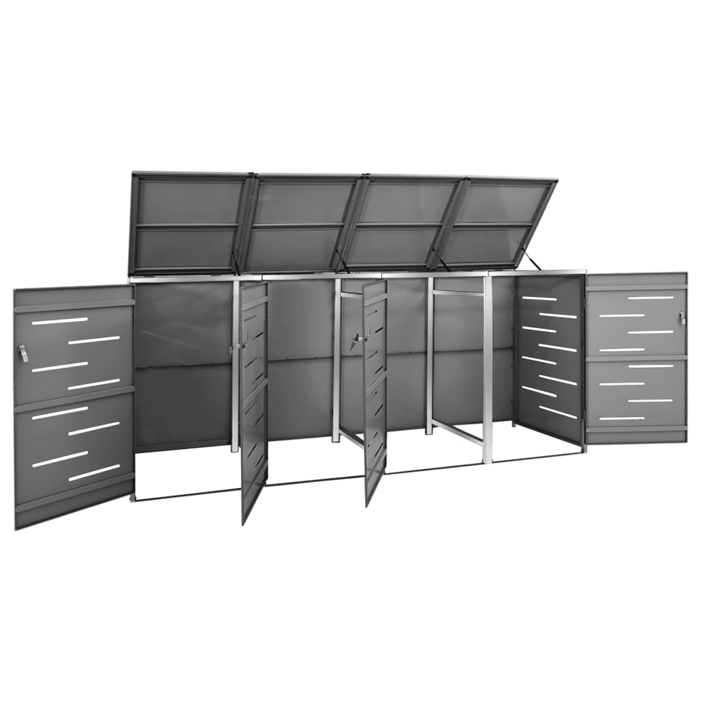 Mülltonnenbox für 4 Tonnen 276,5x77,5x115 cm Edelstahl