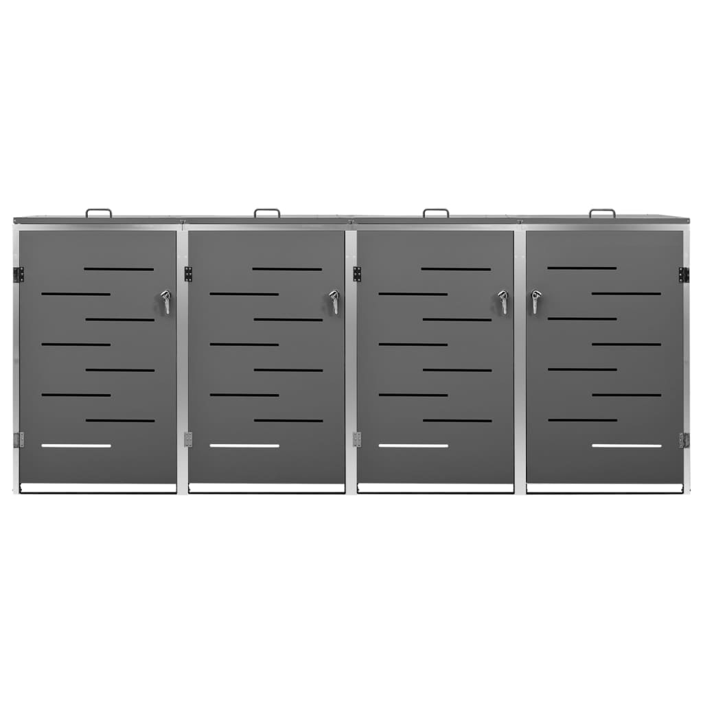 Mülltonnenbox für 4 Tonnen 276,5x77,5x115 cm Edelstahl