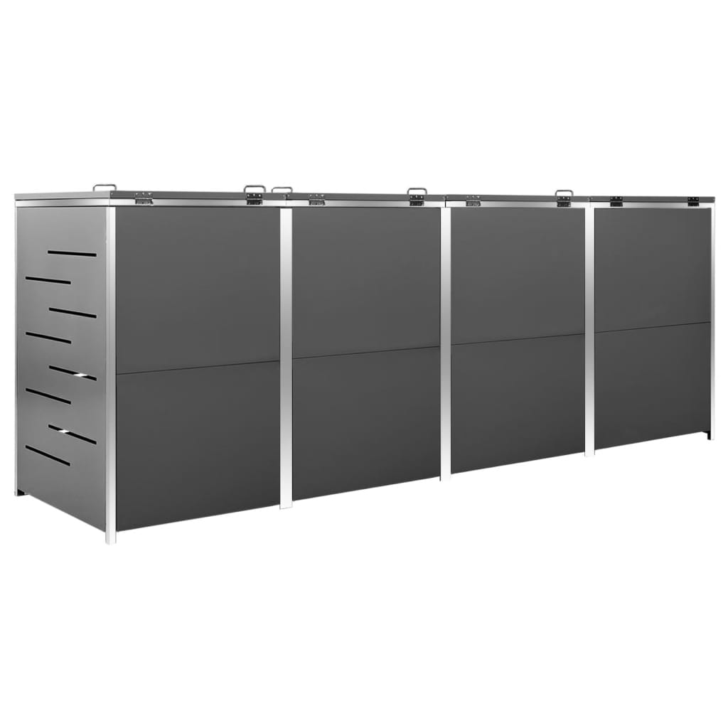 Mülltonnenbox für 4 Tonnen 276,5x77,5x115 cm Edelstahl