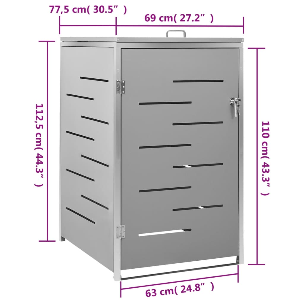 Mülltonnenbox für 1 Tonne 69x77,5x115 cm Edelstahl