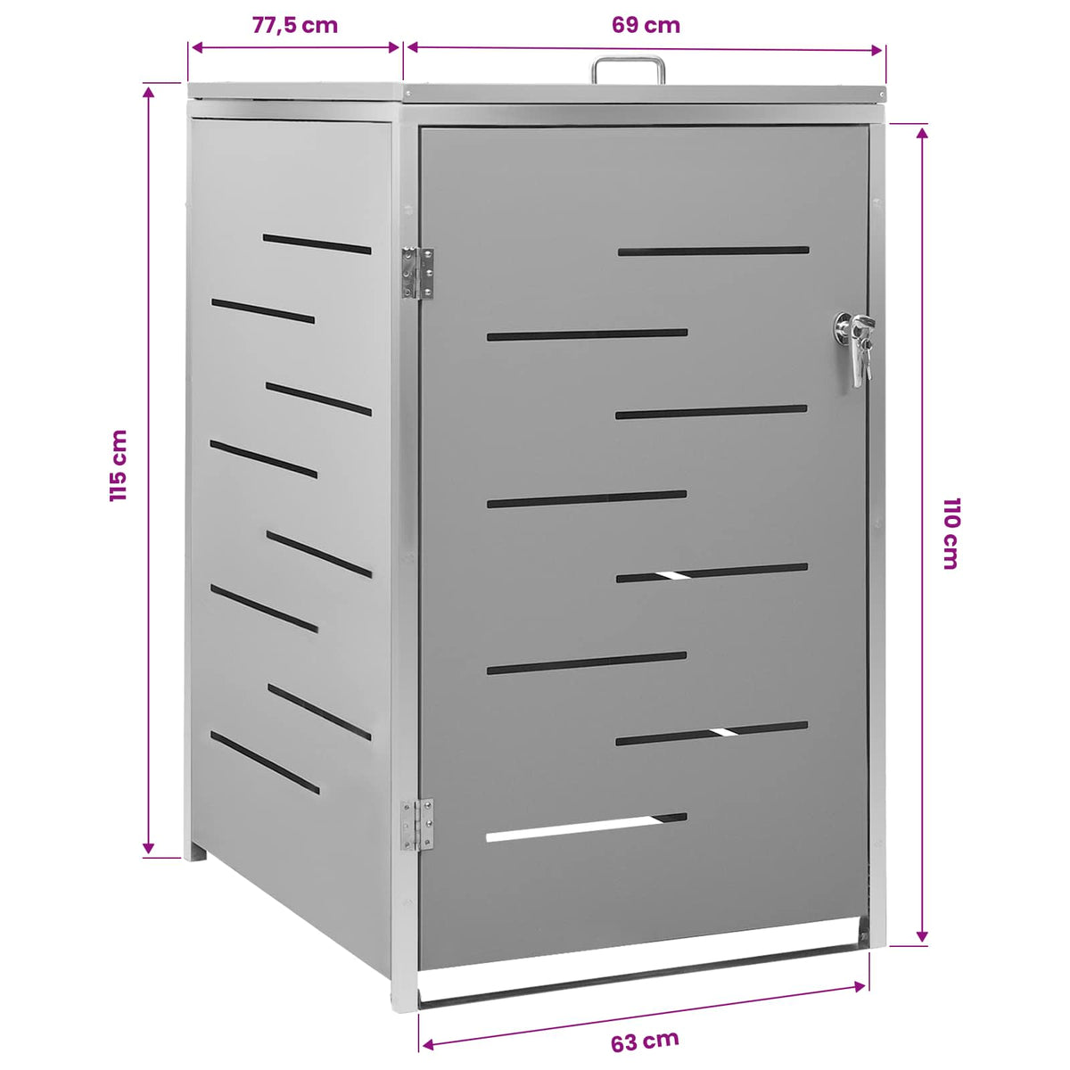 Mülltonnenbox für 1 Tonne 69x77,5x115 cm Edelstahl