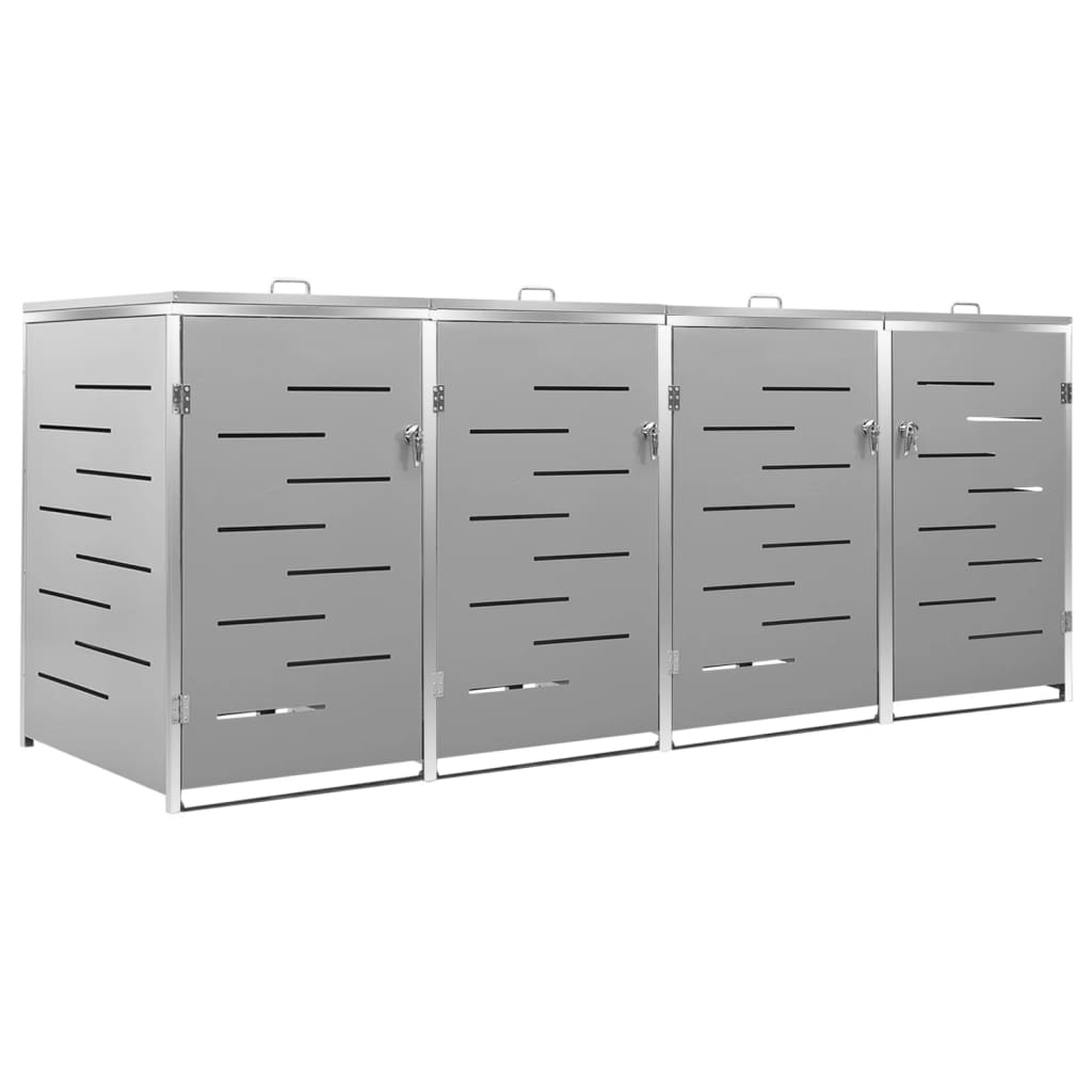 Mülltonnenbox für 4 Tonnen 276,5x77,5x115 cm Edelstahl