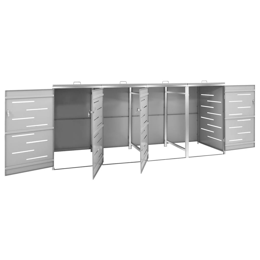 Mülltonnenbox für 4 Tonnen 276,5x77,5x115 cm Edelstahl