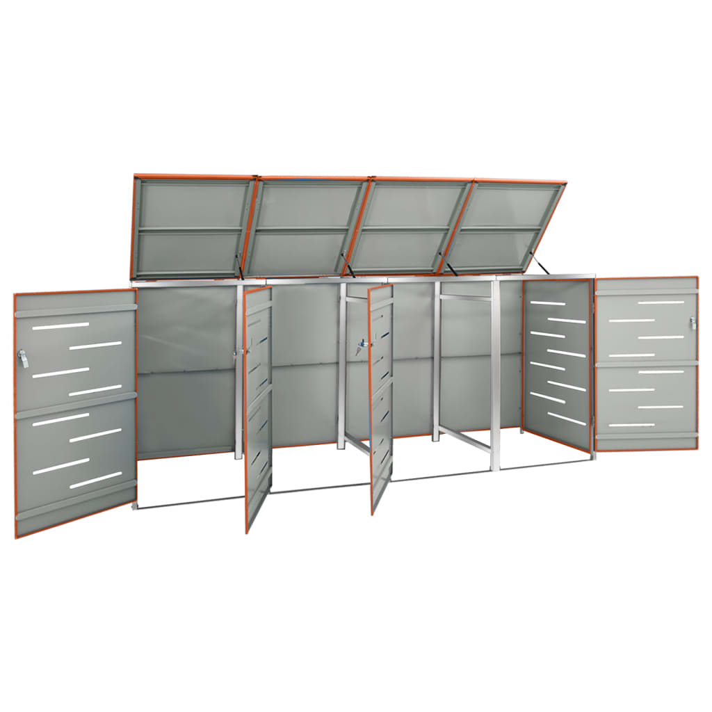 Mülltonnenbox für 4 Tonnen 276,5x77,5x115 cm Edelstahl