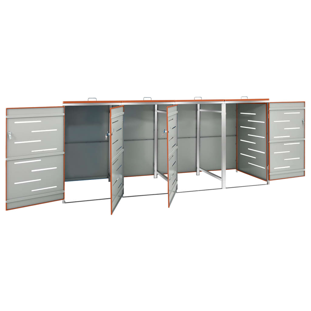 Mülltonnenbox für 4 Tonnen 276,5x77,5x115 cm Edelstahl