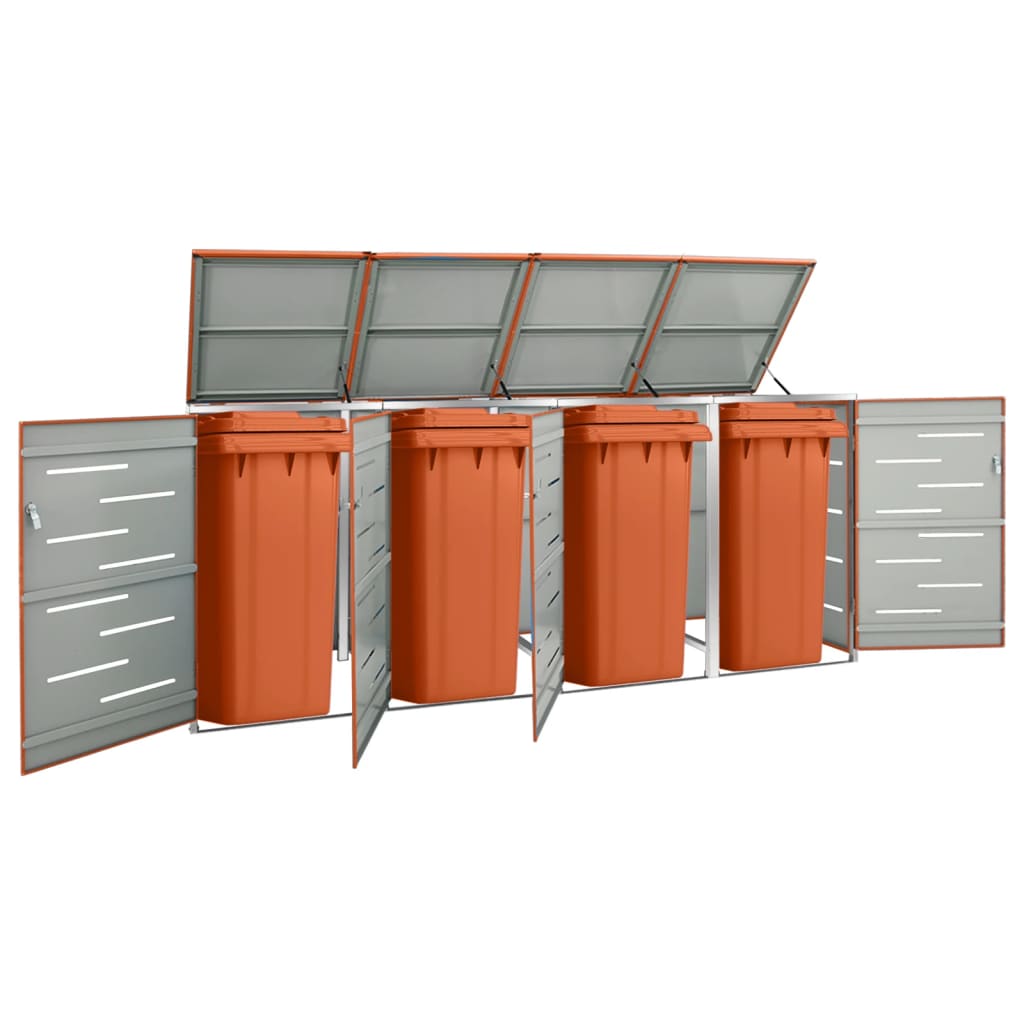 Mülltonnenbox für 4 Tonnen 276,5x77,5x112,5 cm Edelstahl