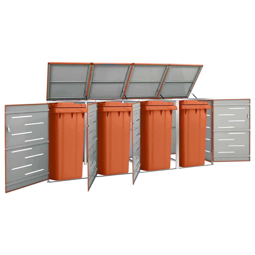 Mülltonnenbox für 4 Tonnen 276,5x77,5x115 cm Edelstahl
