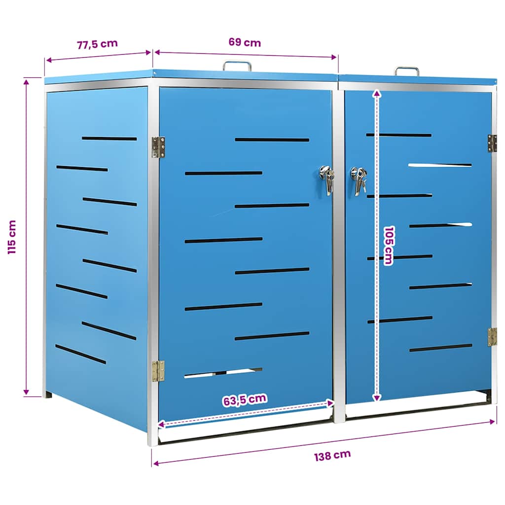 Mülltonnenbox für 2 Tonnen 138x77,5x115 cm Edelstahl